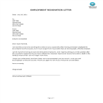 template topic preview image Short Employment Resignation Letter