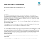 Construction Contract Example gratis en premium templates