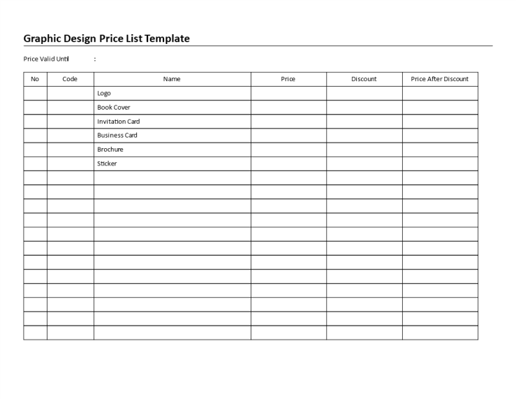 template topic preview image Graphic Design Price List