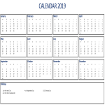 template topic preview image Printable 2019 Calendar Excel