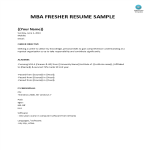 template topic preview image MBA Finance Fresher Curriculum Vitae