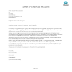 Letter of Intent For Job Transfer gratis en premium templates