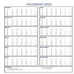 template topic preview image Print calendar 2018 A4 Portrait position in Excel