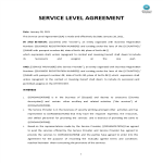 image Service Level Agreement template