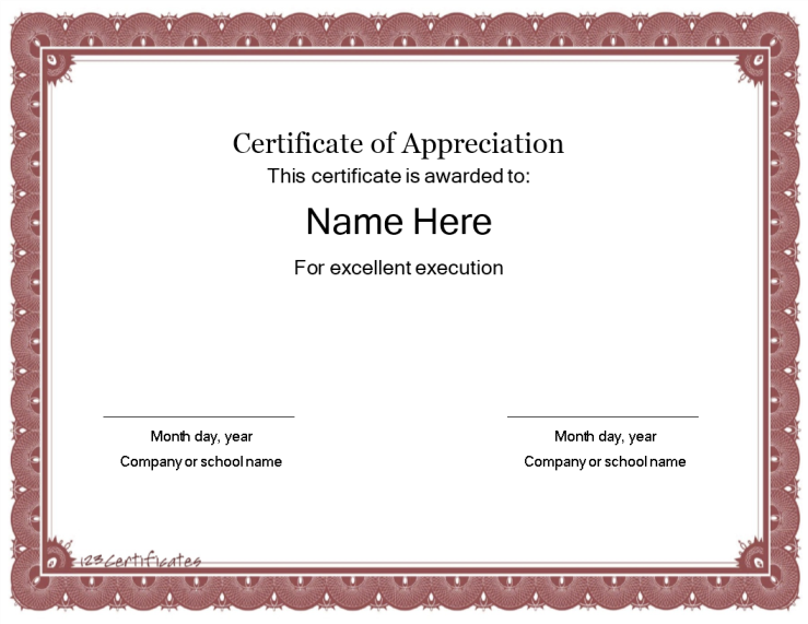 template topic preview image Certificate template of Appreciation