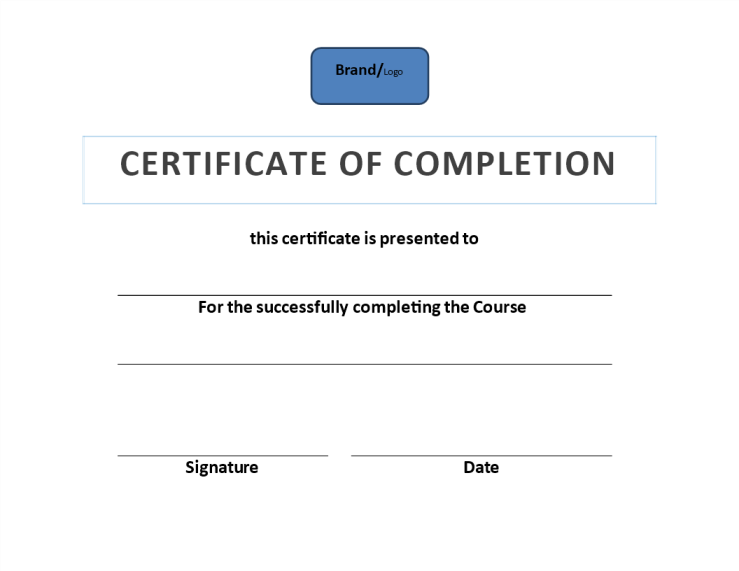 Certificate of Completion Example (Training) gratis en premium templates