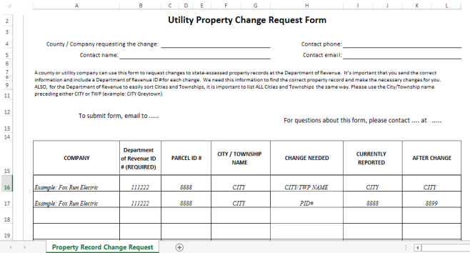 template topic preview image Utility Property Change Request Form