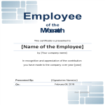 template topic preview image Employee of the month certificate photo portrait