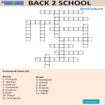 template topic preview image Back To School Crossword Puzzle