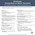 template topic preview image Back To Work Checklist Coronavirus for  Employer