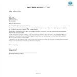 template preview imageTwo Week Notice Letter