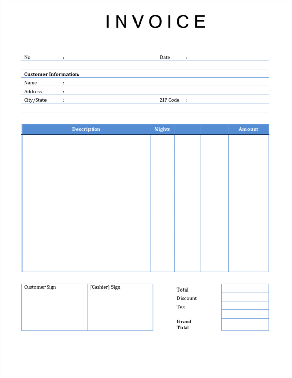 template preview imageRental Invoice template word