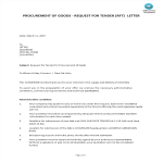 image Request For Tender Letter Template