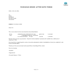 image Purchase Order Letter With Terms