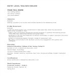 template topic preview image Entry Level Teacher Resume