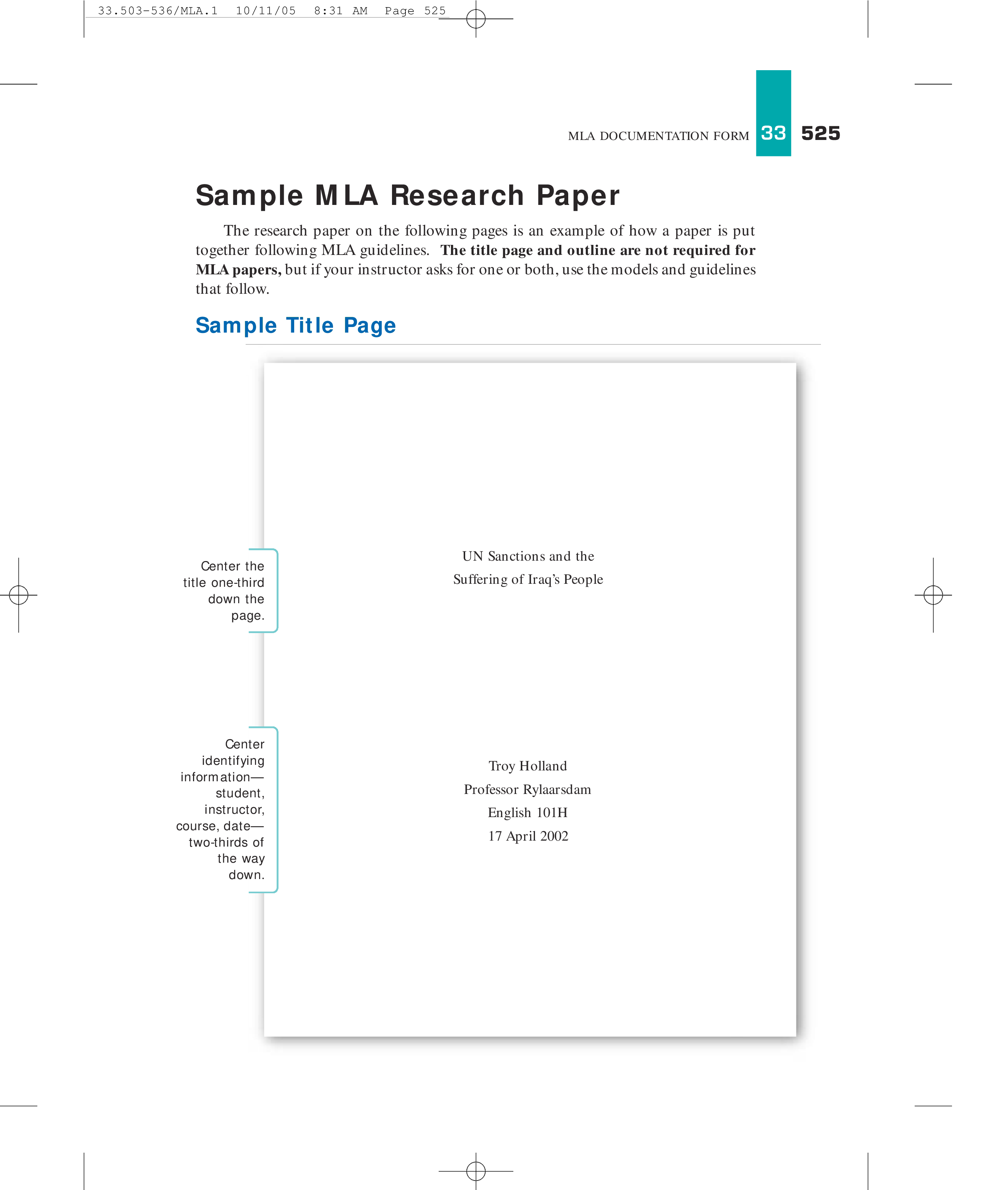 Simple MLA Research Paper 模板