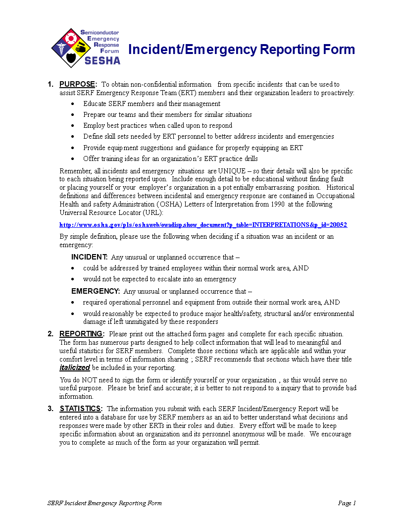 Emergency Management Incident Report template main image