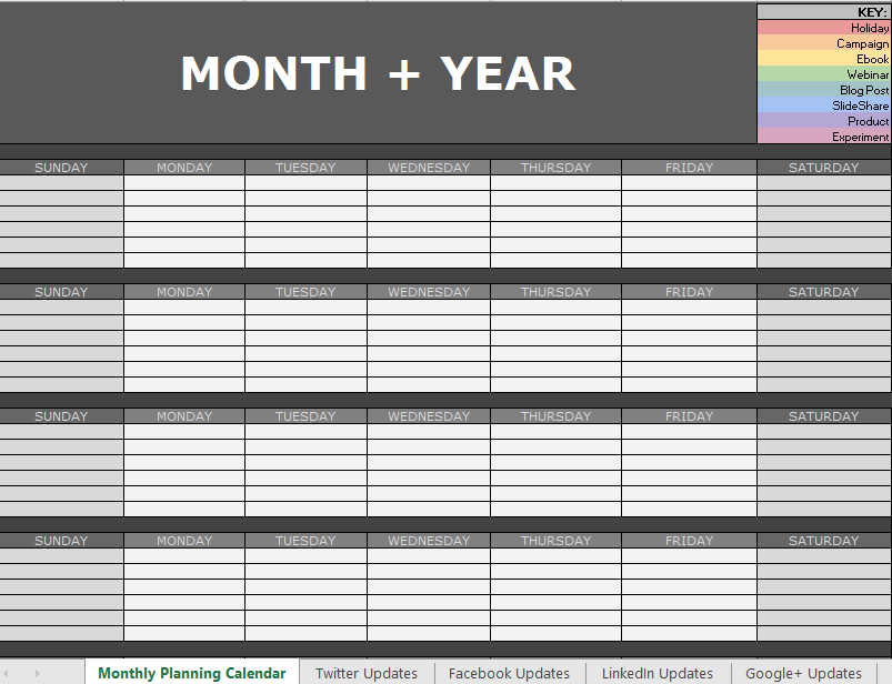 social media content calendar voorbeeld afbeelding 