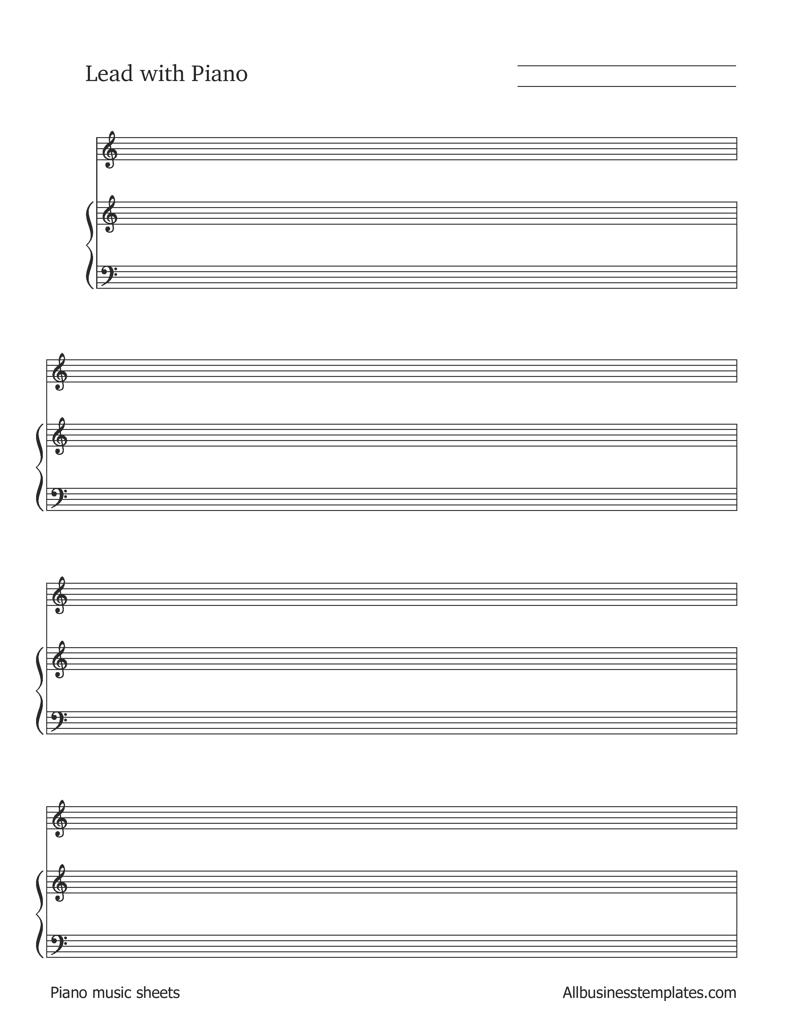blank piano sheet music voorbeeld afbeelding 