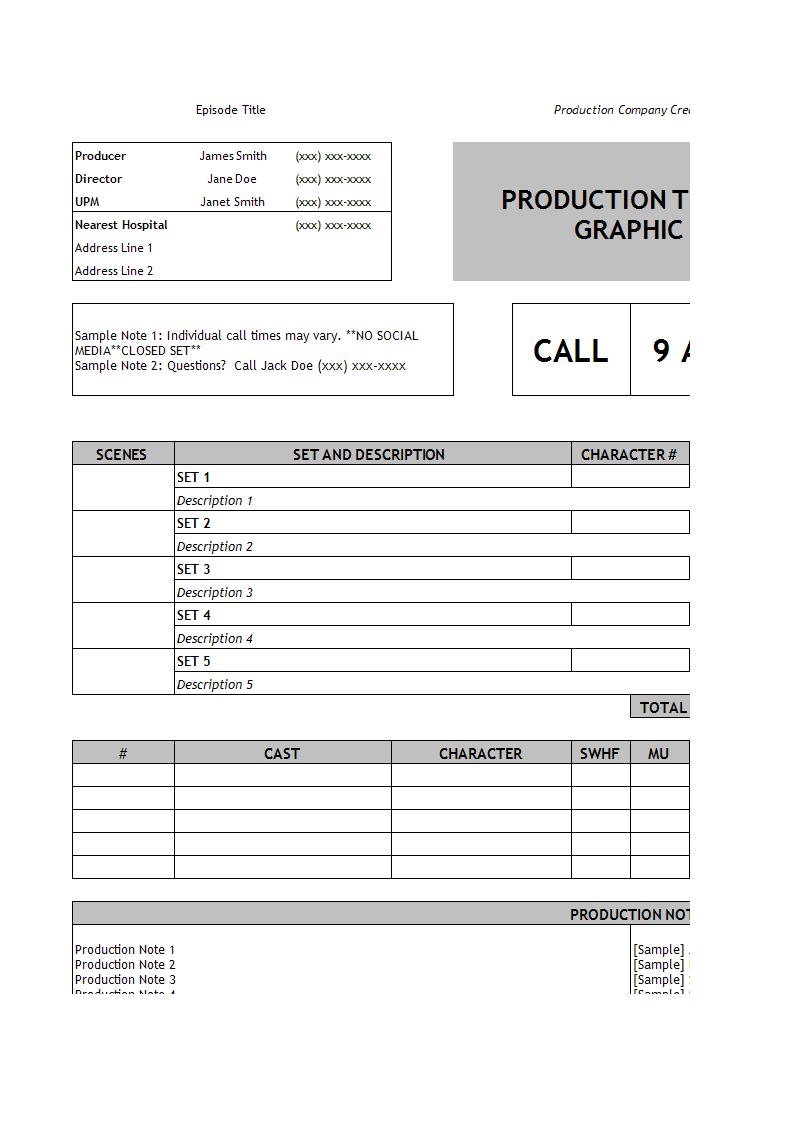 Call Log Excel template main image