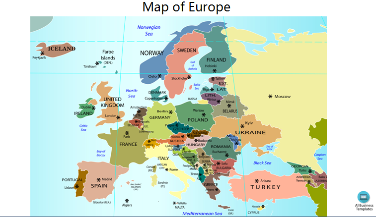 Map of Europe Outline 模板