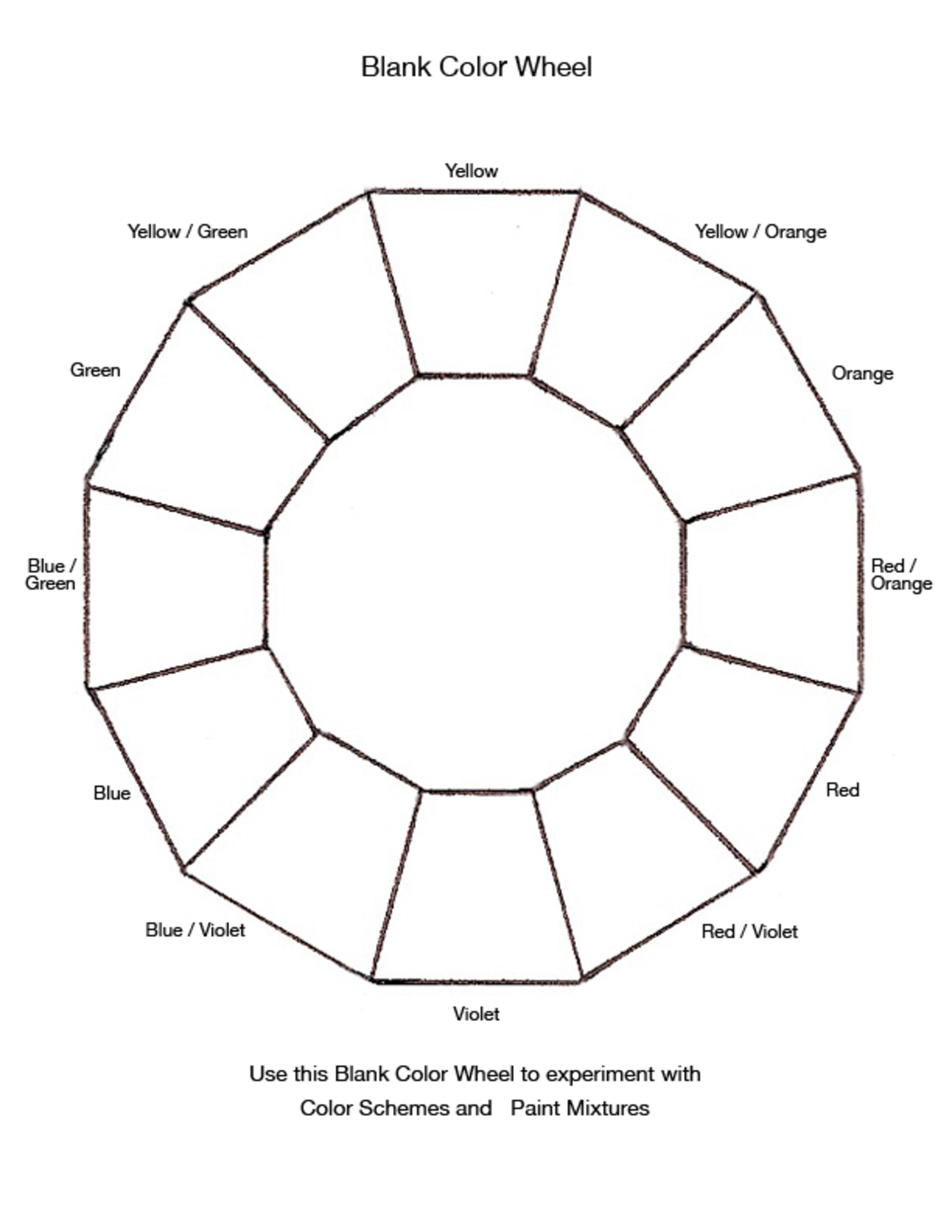 Blank Color Wheel Chart 模板