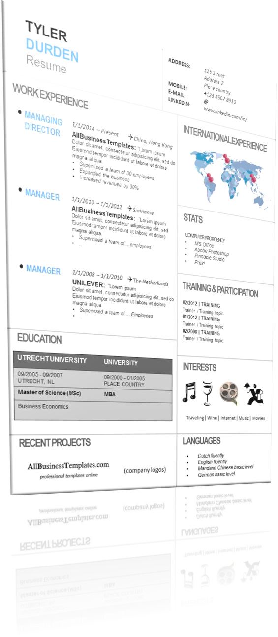international resume template