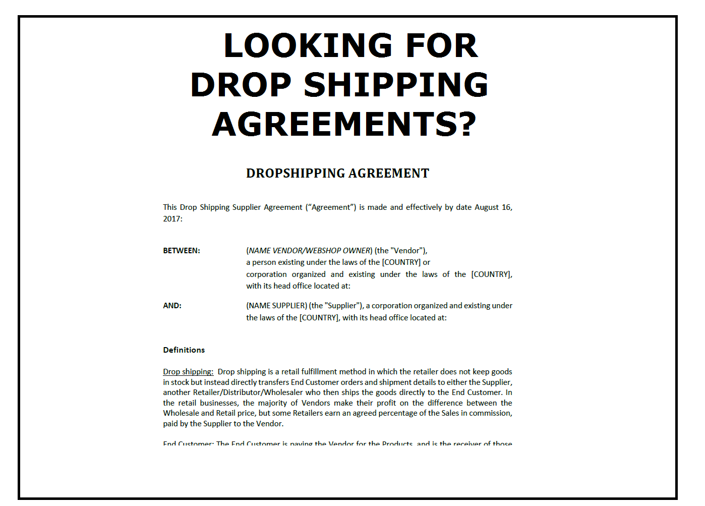 Drop Shipping Agreement