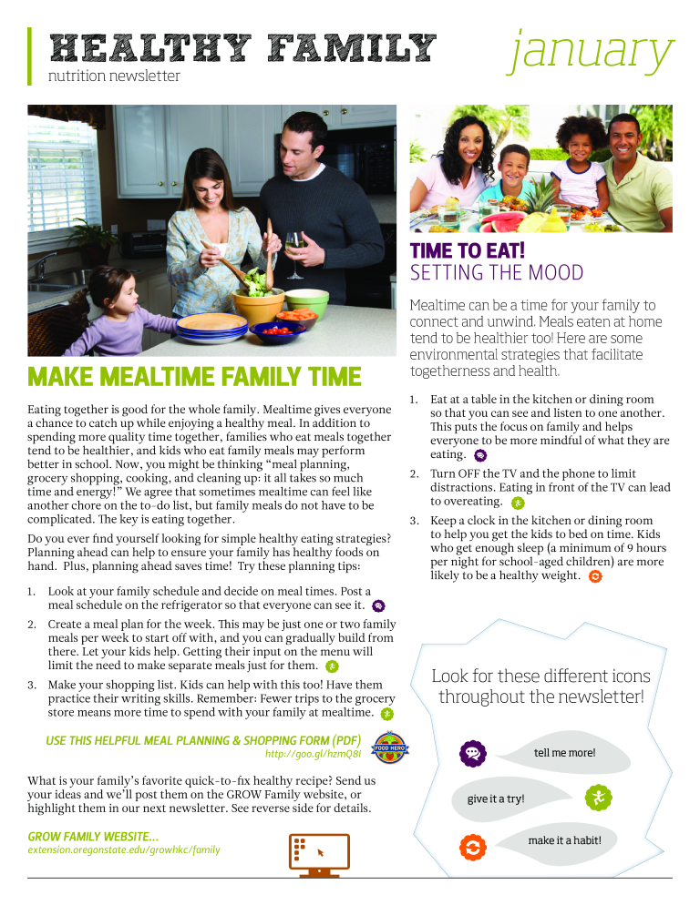Healthy Family Nutrition Newsletter main image