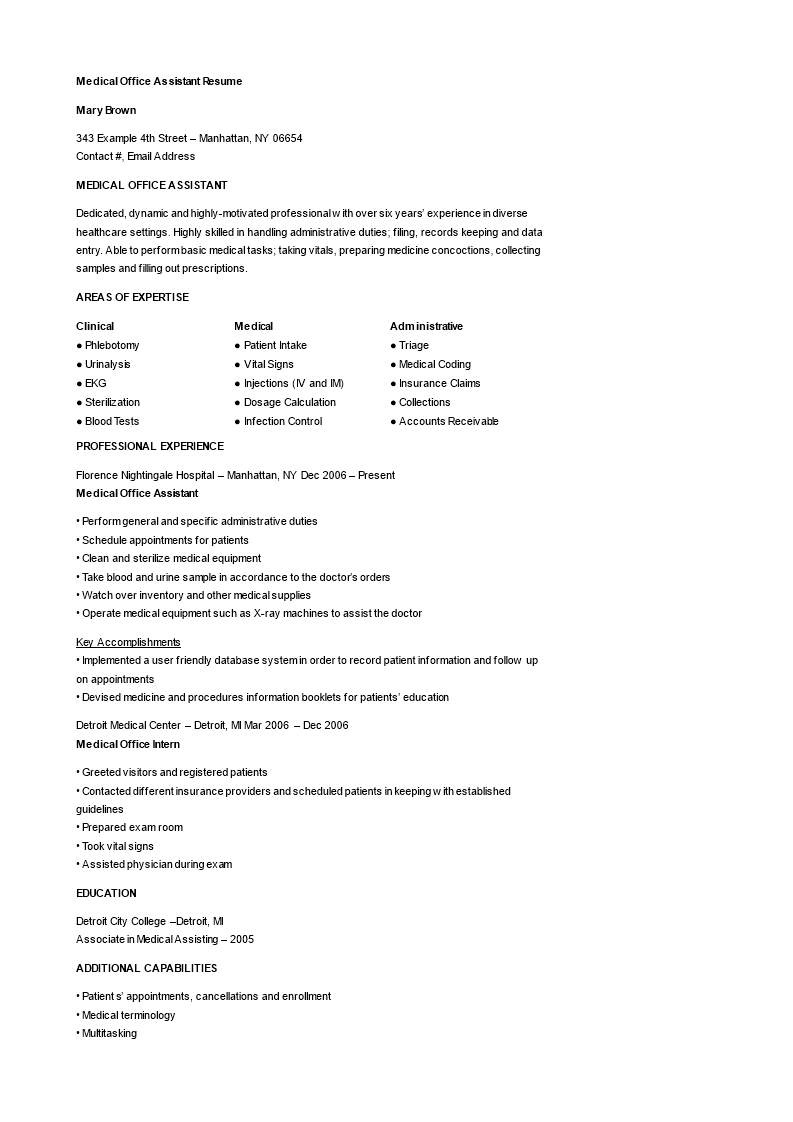 Medical Office Assistant Resume main image