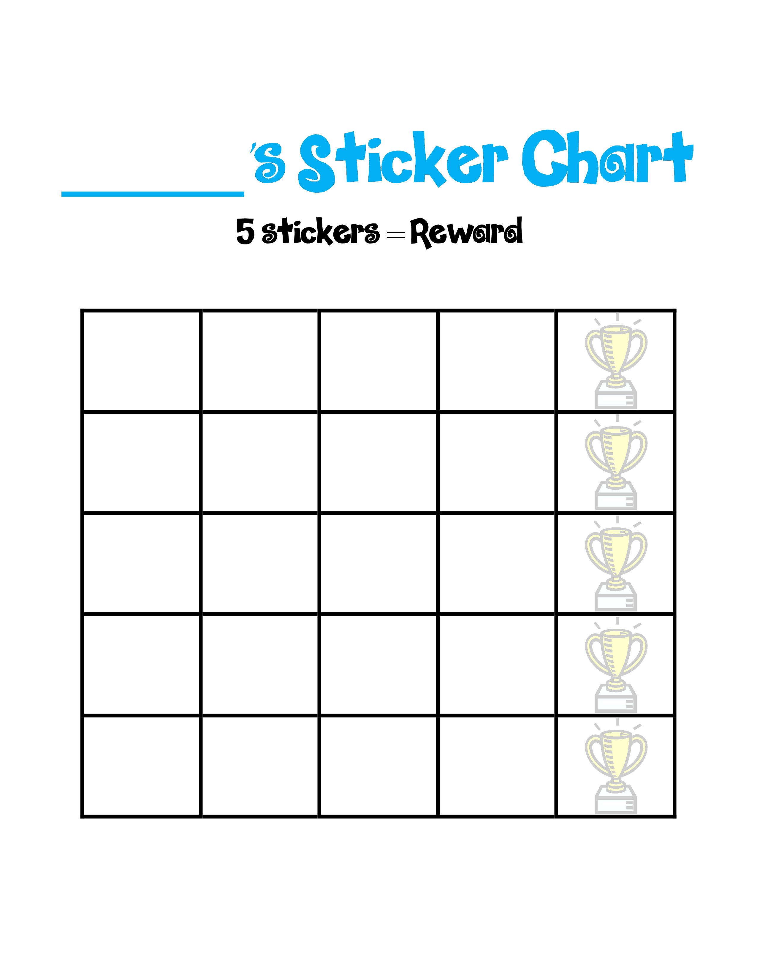 Blank Sticker Chart 模板