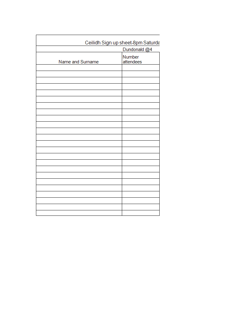Attendees Sign-up Sheet in Excel main image