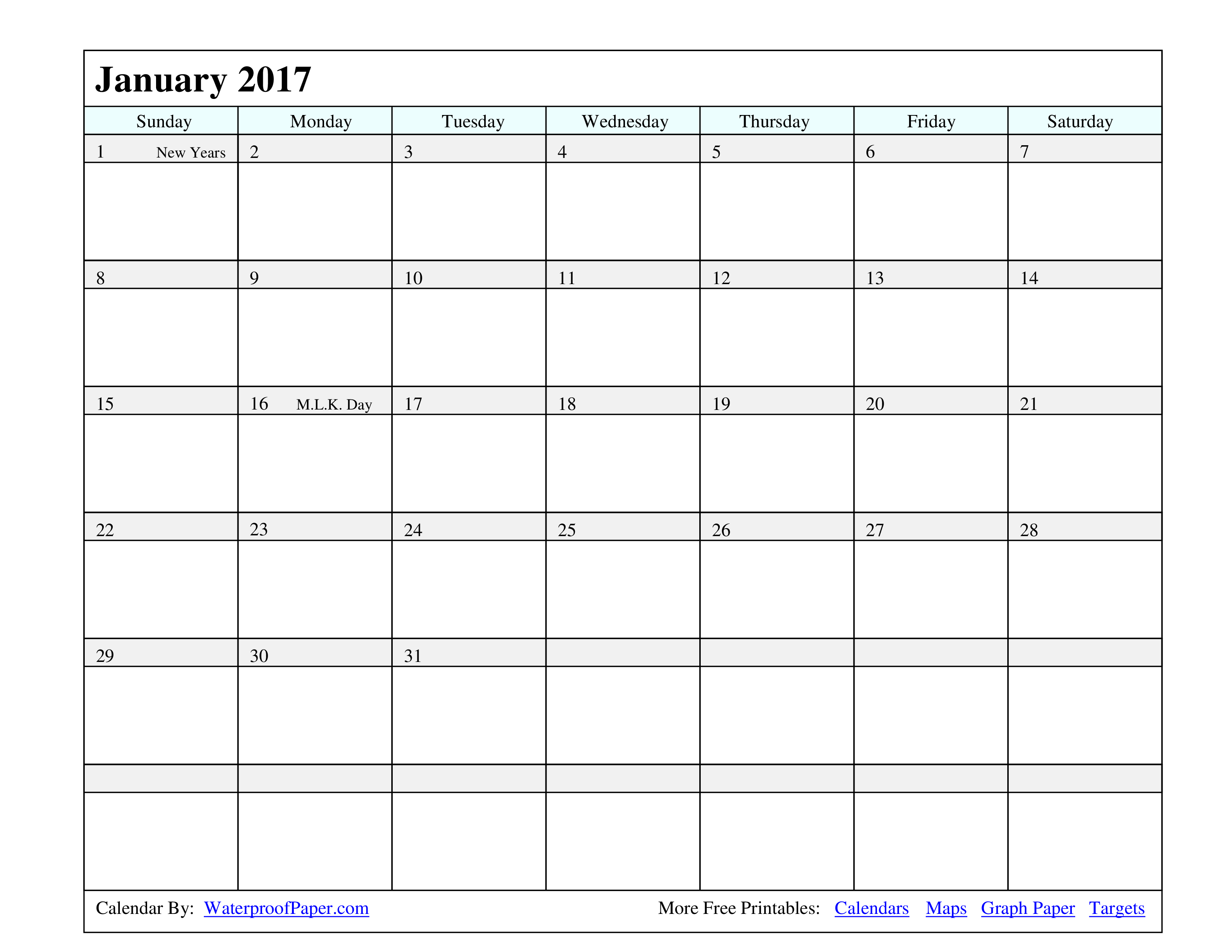Blank Calendar Sample 模板