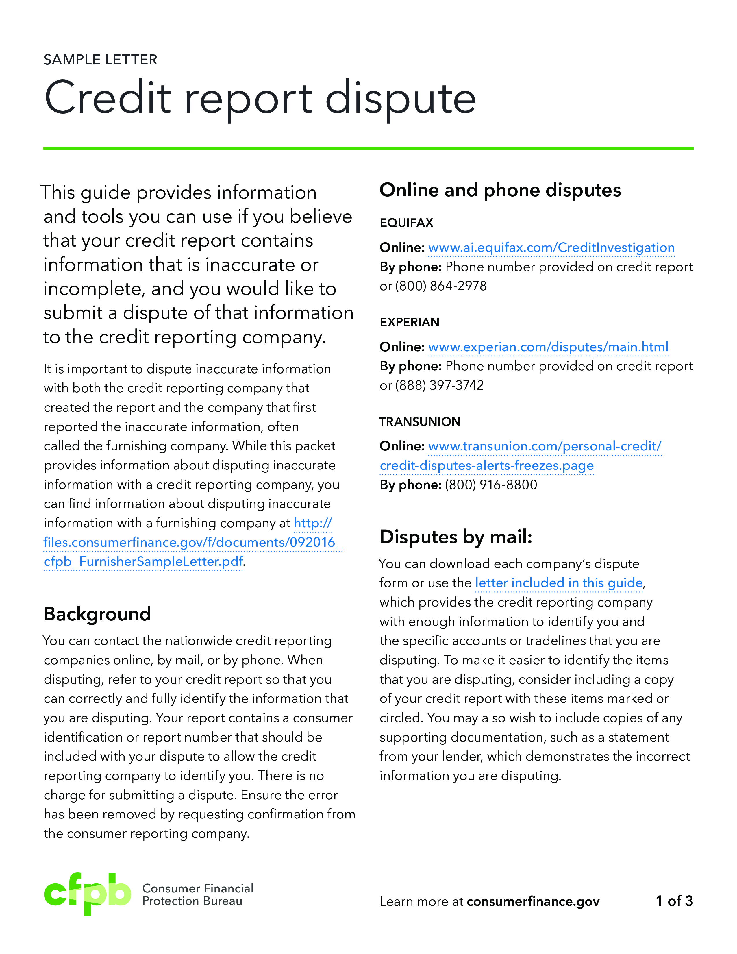 Sample Dispute Credit 模板