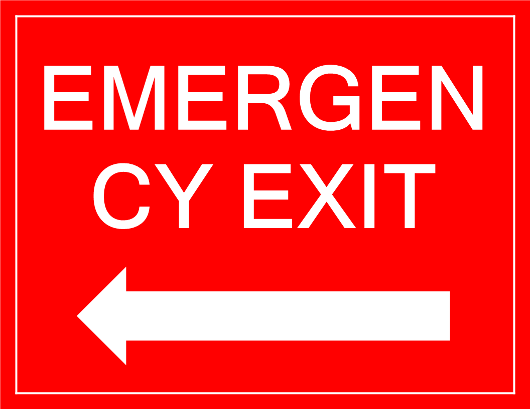 emergency exit sign with arrow voorbeeld afbeelding 