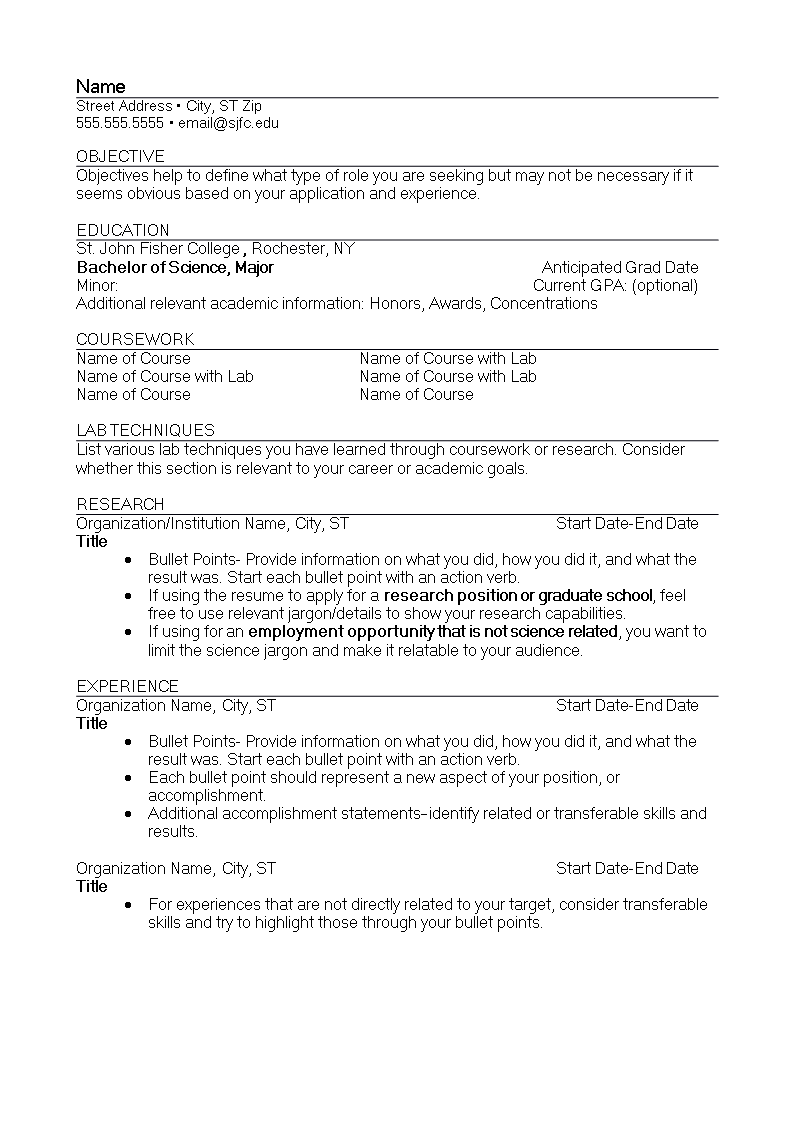 Experienced Resume Word Format main image