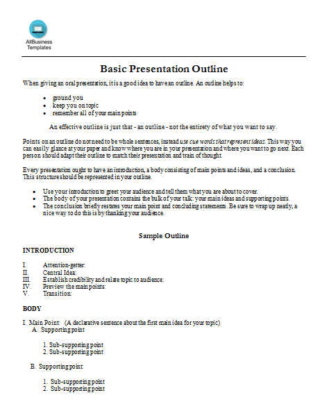Basic Presentation Outline 模板