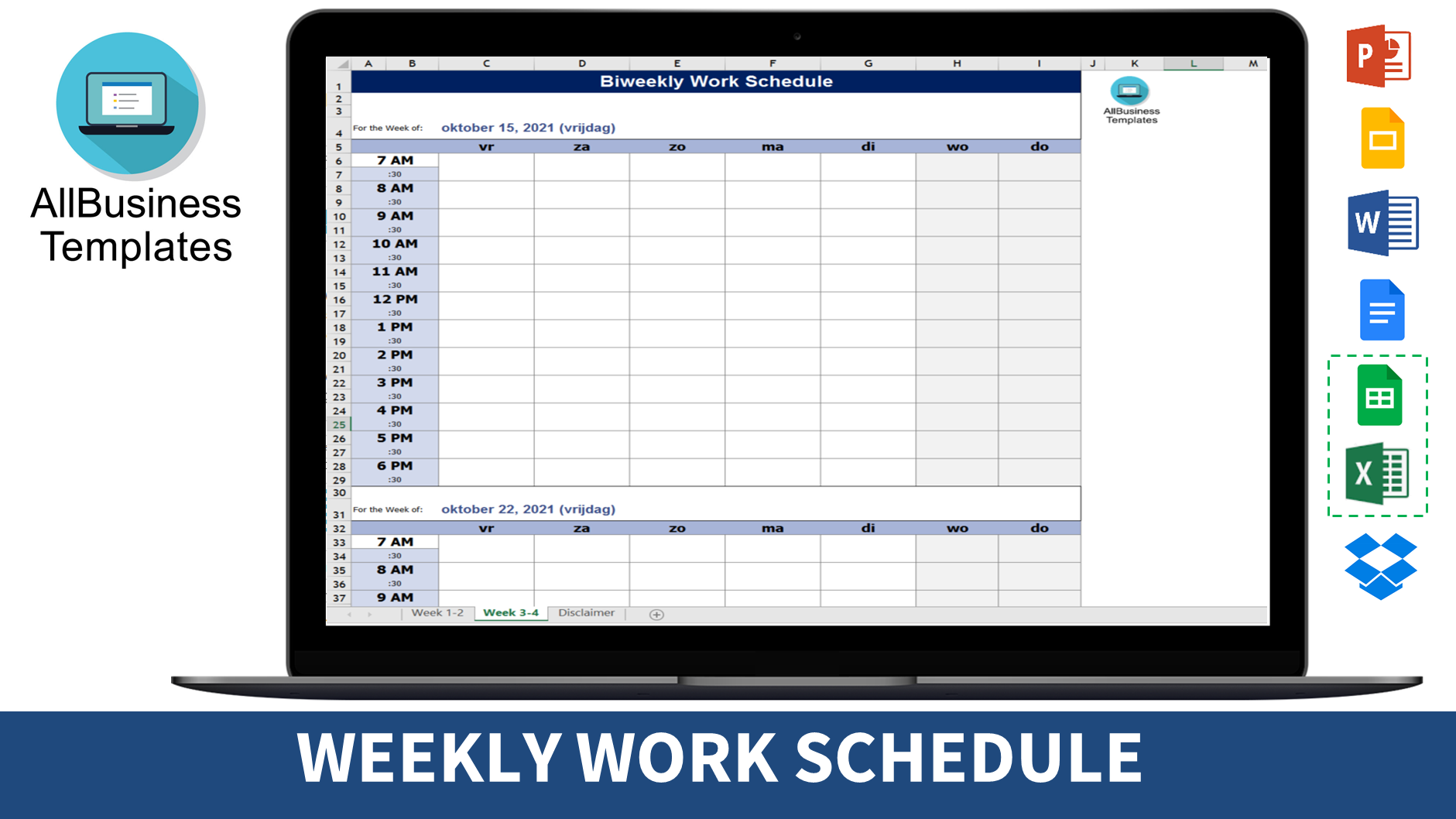 work schedule template voorbeeld afbeelding 