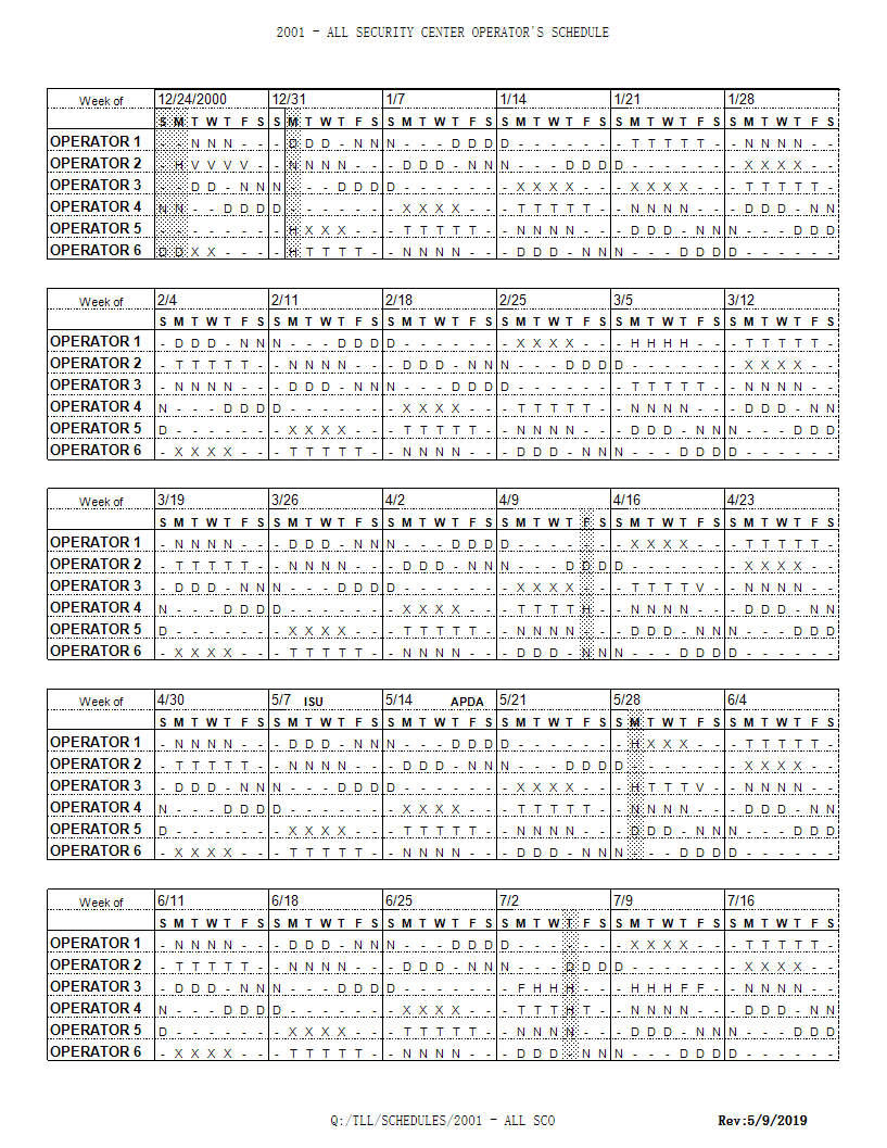 Dupont Schedule Template excel spreadsheet 模板
