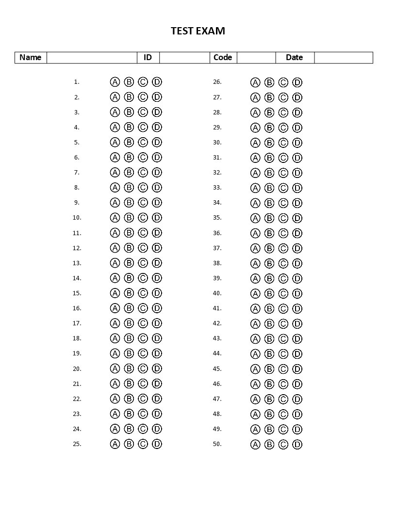 multiple choice student exam template template