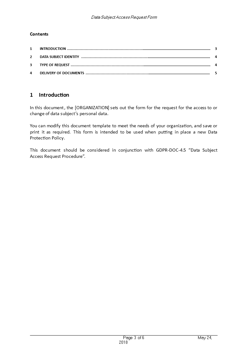 gdpr data subject access request form Hauptschablonenbild