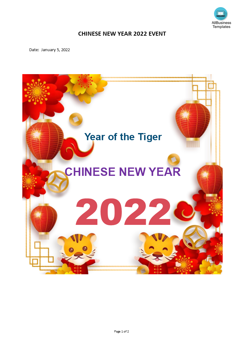 chinese new year 2022 event Hauptschablonenbild