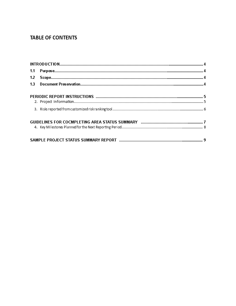 project status summary report template modèles