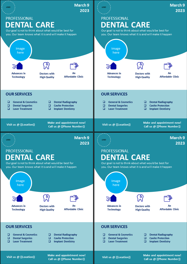 dental quarter page flyer Hauptschablonenbild