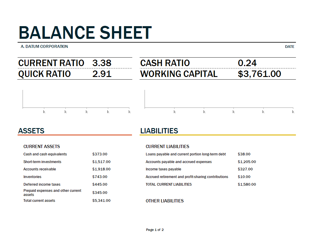 Balance Sheet Template excel worksheet 模板