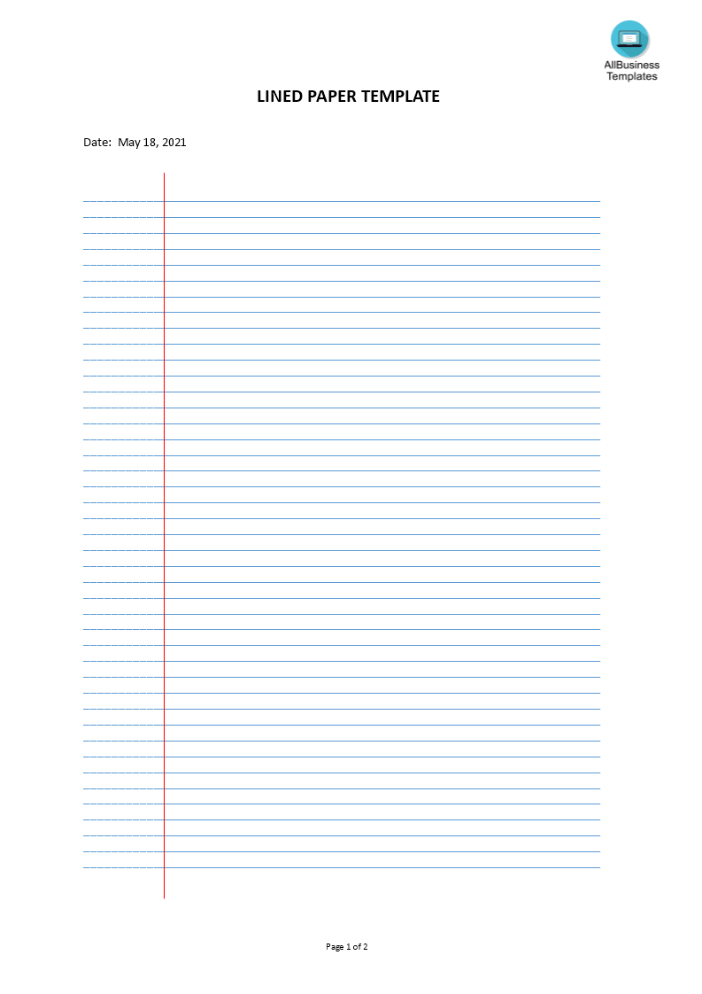 Lined paper template main image