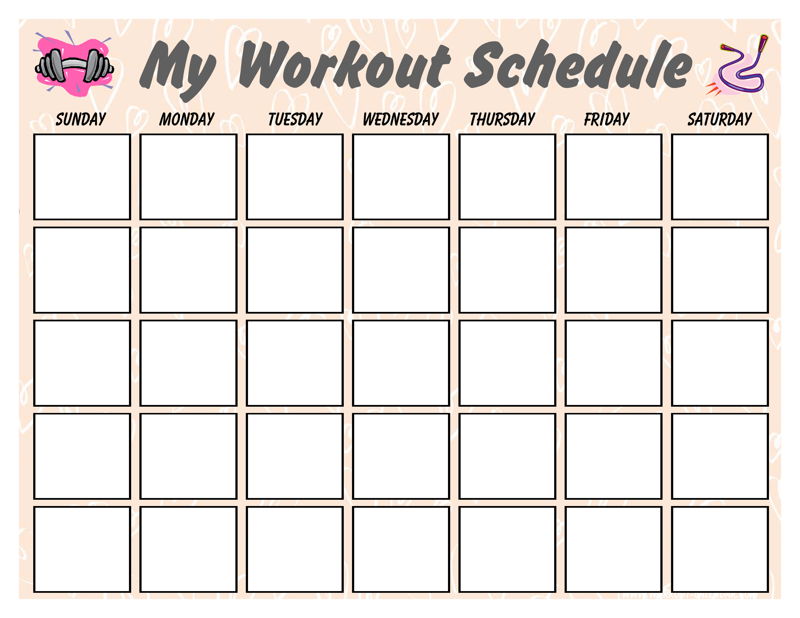 Blank Workout Schedule For Women 模板