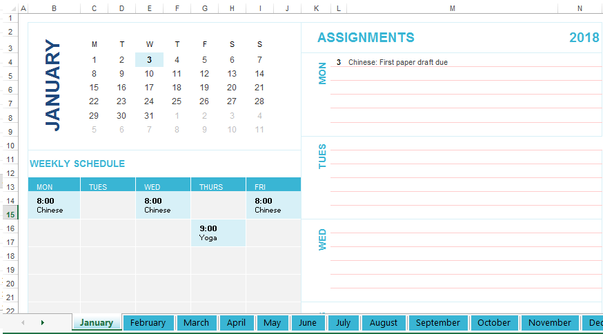 weekly personal planner template voorbeeld afbeelding 