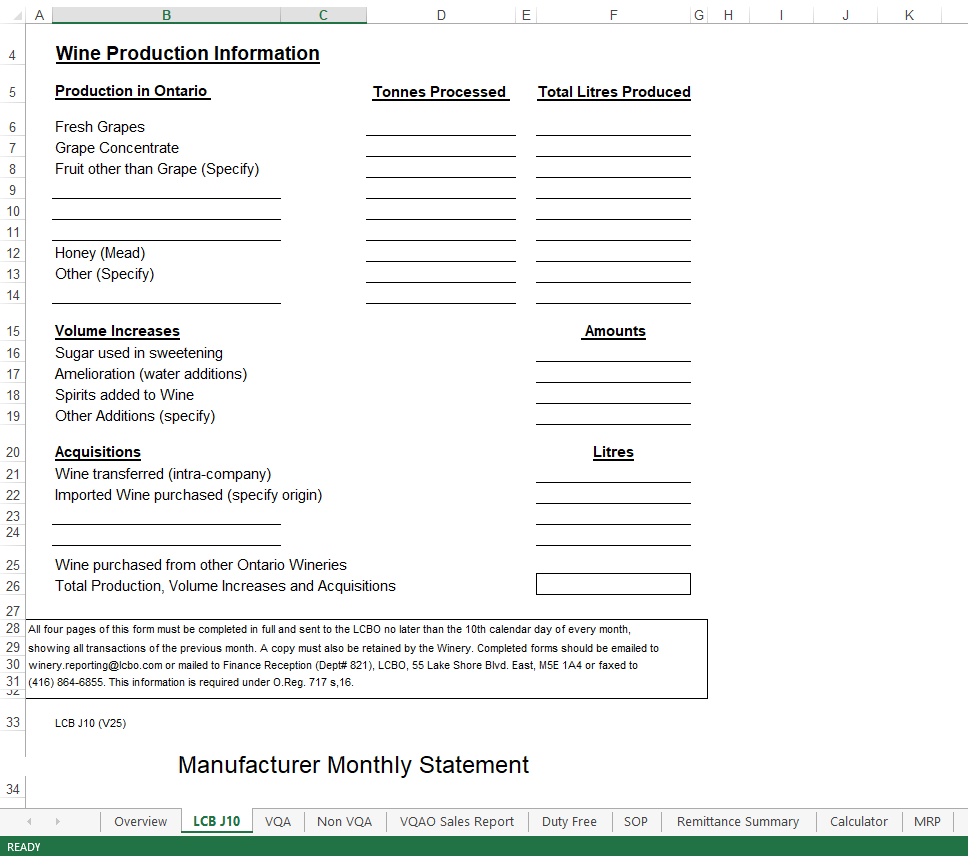 wine business monthly sales report excel template