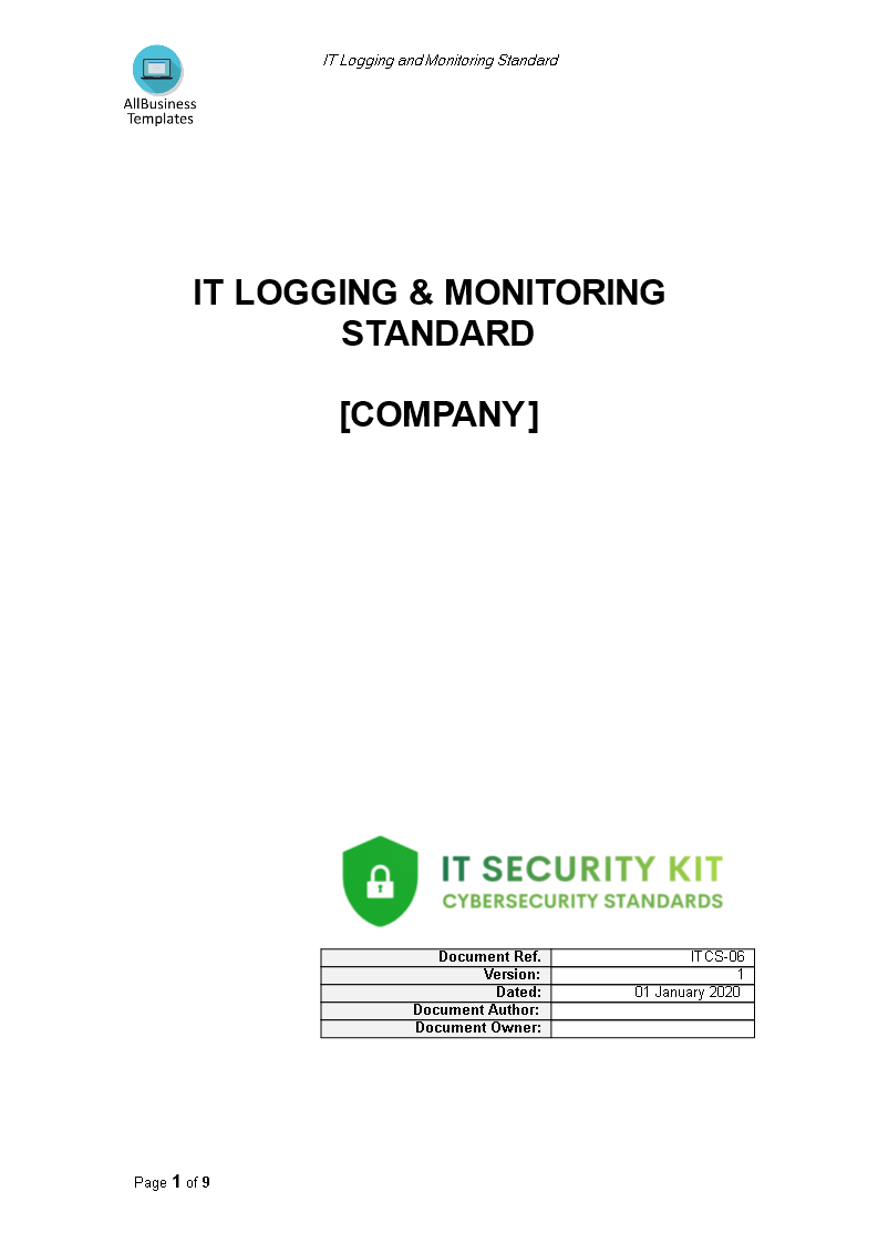 logging and monitoring it standard template